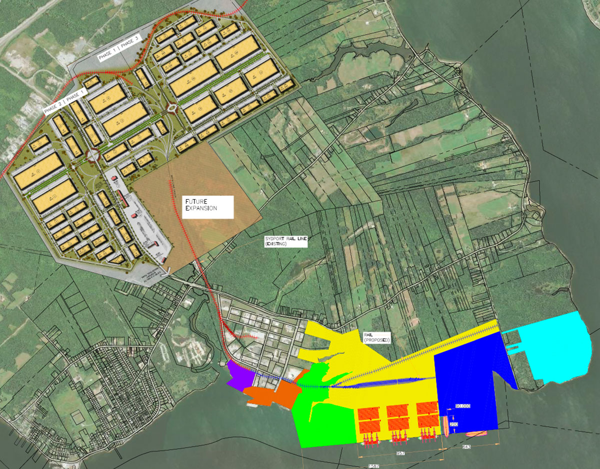 A rendering of the Marshalling Port Master Plan